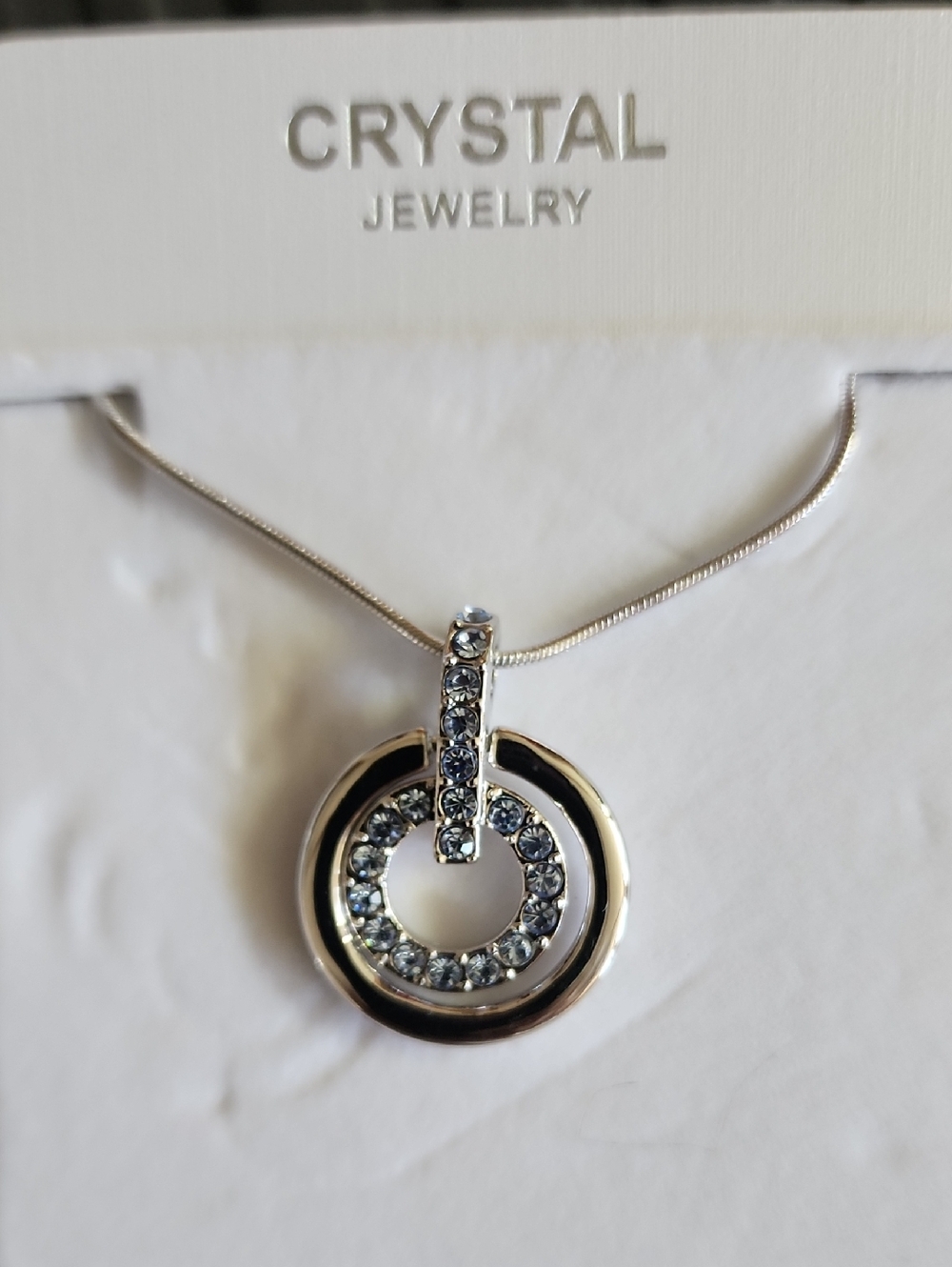 18KRGP Crystal Jewelry Silver-Tone Crystal Circle Pendant Necklace